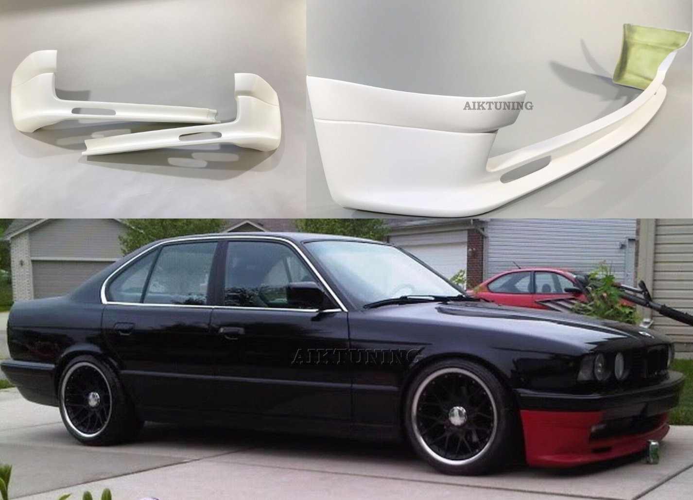 Split Front Bumper Spoiler Addon Lip Valance Splitter (Fits BMW E34 Ze ...